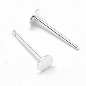 2pcs/20pcs Wholesale 925 Sterling Silver Stud Earring Posts -5mm Flat Pad Silver Earring Stud Finding DIY Ear Stud Jewelry Supply