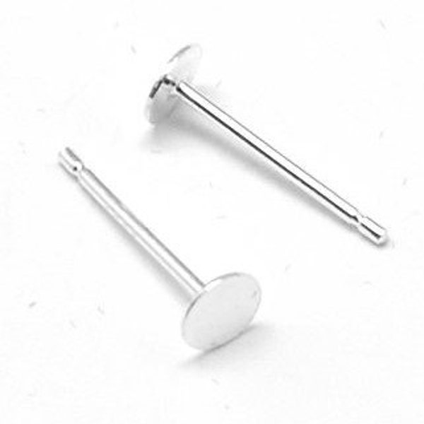 2pcs/20pcs Wholesale 925 Sterling Silver Stud Earring Posts -5mm Flat Pad Silver Earring Stud Finding DIY Ear Stud Jewelry Supply