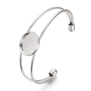 Silver Bracelet Cuff Blank: 18mm Bezel Setting (2pcs)