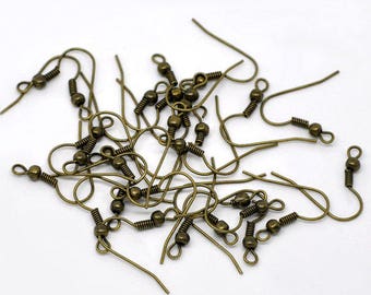 150pcs Bronze Earring Hooks - Wholesale Ear Wires - Nickel Free Ear Hooks - Bulk Lot Fish Hooks S Hook Brass Jewelry Supplies