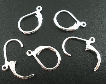 Silver Plated Leverback Earring Hooks: Nickel & Lead-Free (10pcs/60pcs)