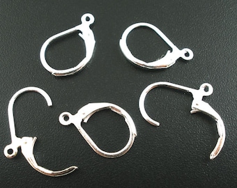 10pcs/60pcs Wholesale Leverback Earring Hooks - Silver Plated Leverback Ear Wire - Leverback Hooks - Ear Findings Earring Supplies