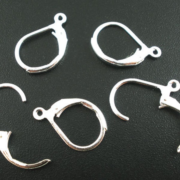 10pcs/60pcs Wholesale Leverback Earring Hooks - Silver Plated Leverback Ear Wire - Leverback Hooks - Ear Findings Earring Supplies