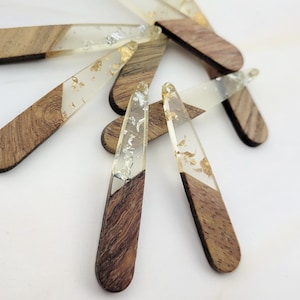 4pcs Teardrop Wooden Pendants - Oblong Pendants - Geometric Pendant - Skinny Pendants
