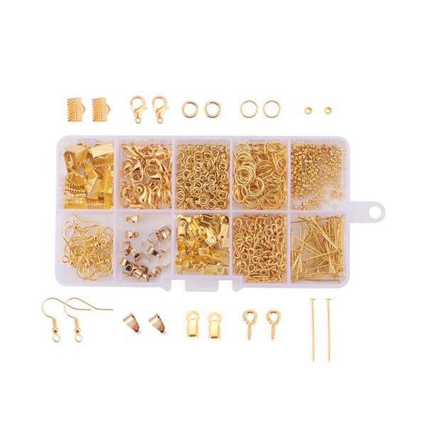 Jewelry Making Supplies Kit - Do It Yourself Jewelry Kit - Jewelry Findings DIY Starter Kit - Hooks Head Pins Jump Rings