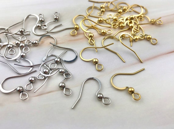 40pcs Gold Silver Earring Hooks Wholesale Ear Wires Stainless