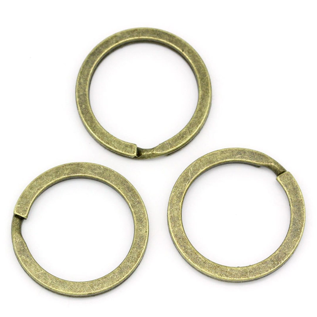 ★SENTIMENTS★ NO.577 [BURNISH] ROUND KEY HOLE RING Nickel Split Key Ring - 1 1/4