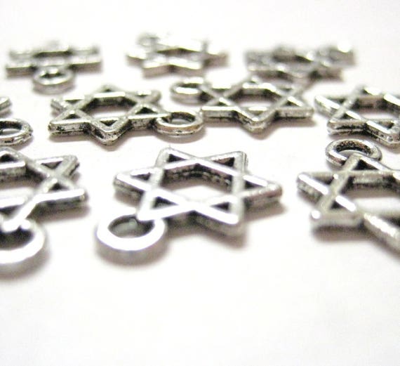 100pcs Silver Wholesale Star of David Charms - Magen Shield Hanukkah Charms - Hanukkah Beads - Jewish Religious Symbol