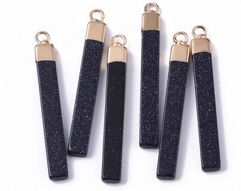 1pcs/4pcs Blue Goldstone Rectangle Pendants - Blue Goldstone Bar Pendants - Gemstone Bars - Gemstone Pendants - Geometric Pendants