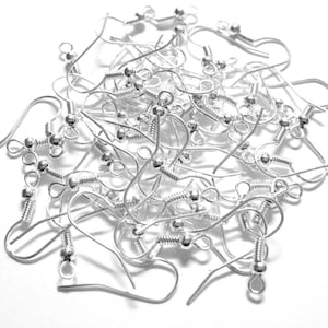 1800pcs Wholesale Hypoallergenic Ear Wires - Nickel Free Earring Hooks - Silver Earring Hooks - Bulk Ball Coil Fish French S Ear Hooks