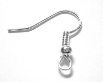 150pcs Silver Earring Hooks - Bulk Wholesale Silver Ear Wires - Jewelry Supply Findings - Ball Coil Shepherd Fish Hook Nickel Free