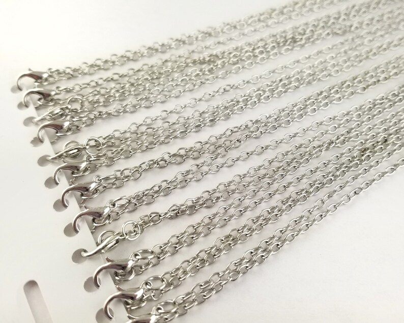 60pcs 18 inchBronze or Silver Necklace Chains Silver Chains Bulk Necklace Chains Wholesale Necklace Chains Gold Plated Necklace Chains Antique Silver