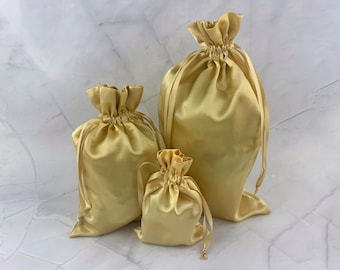 FAVOR BAGS 4"x 6" Lamé Metallic with Pull String Wedding Party Gift Pouches SALE 