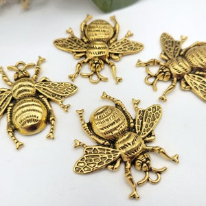 4pcs Antique Gold Bee Pendants: Vintage Style Jewelry Supplies