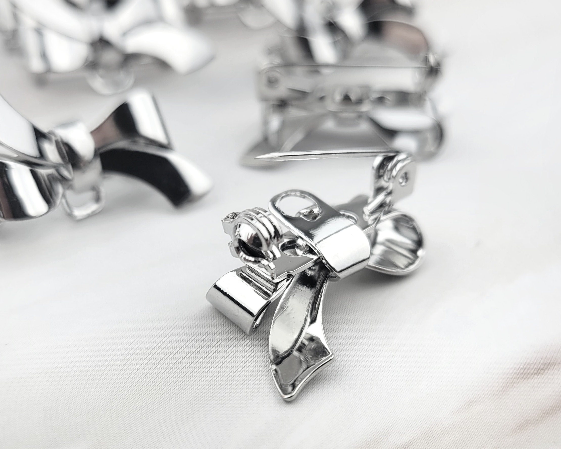Brooch Base Silver Bow Brooch Base: DIY Brooch Pin With Safety Clasp - Etsy