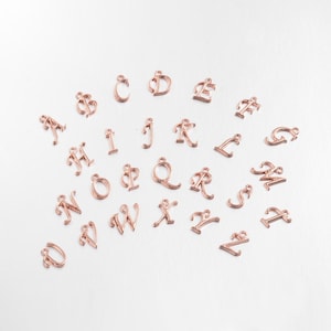 10 Rose Gold Alphabet Charms: Initial Pendants, DIY Jewelry