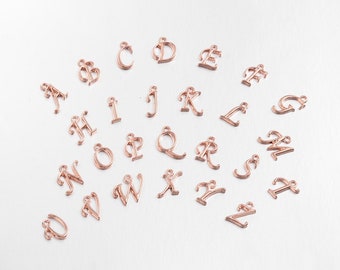 10 Rose Gold Alphabet Charms: Initial Pendants, DIY Jewelry