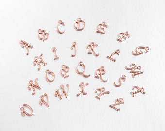 10pcs Rose Gold Charm - Alphabet Pendant Bead -Rose Gold Alphabet Bead - Initial Charm - Rose Gold Letter Charms - Wholesale Charm Supply