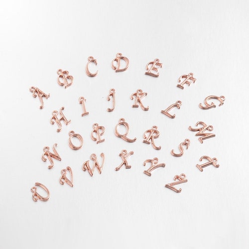 10pcs Rose Gold Charm Alphabet Pendant 