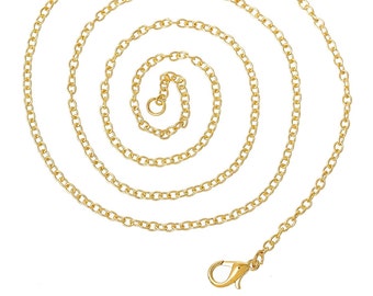 12pcs 18 Inch Gold Plated Necklace Chain - Necklace Wholesale Lot Bulk Chain - 3mm x 2mm - Bulk Lot Gold Plated Necklace Findings Chains