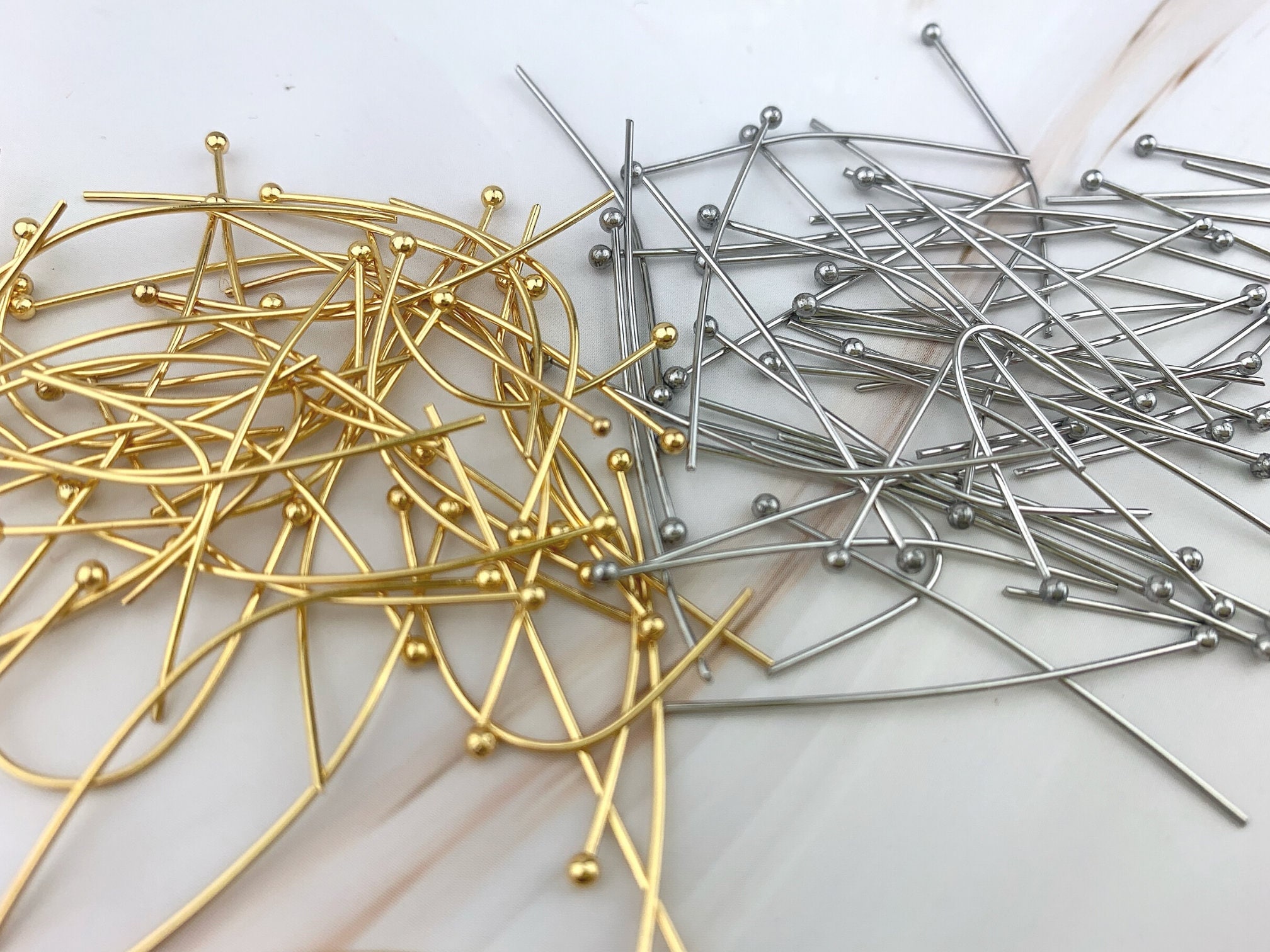 MECCANIXITY 400Pcs Flat Head Pins for Jewelry Making 70mm Brass