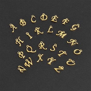 Gold Alphabet Charm Pendants: Initial Letter Beads (10pcs)