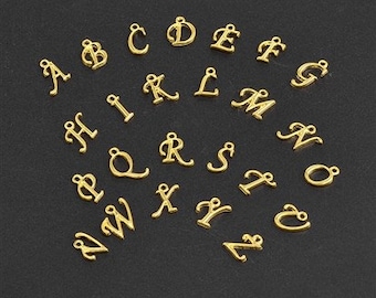 10pcs Gold Charm - Alphabet Pendant Bead -Gold Alphabet Bead - Initial Charm - Gold Letter Charms - Wholesale Charm Supply