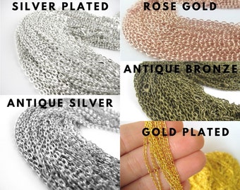 Catene per collane in bronzo o argento da 12 pezzi da 18 pollici - Catene in argento Catene per collane sfuse - Catene per collane all'ingrosso - Catene per collane placcate oro