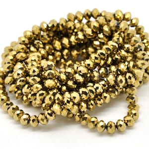 70 perline rondelle in vetro color oro metallizzato: fornitura di gioielli sfaccettati da 8 mm