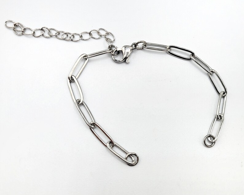 Pu&ograve; includere: Un braccialetto a catena d'argento con chiusura a moschettone. La catena &egrave; composta da maglie ovali.