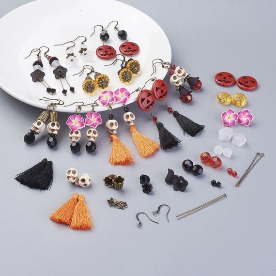 DIY Earring Kit Do It Yourself Halloween Jewelry Dia De Los Muertos Jewelry  Making Kit DIY Craft Kits Day of the Dead 