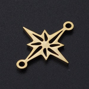 May include: Gold-toned metal charm featuring a starburst design with two open loops. The charm is perfect for adding a touch of sparkle to jewelry projects.