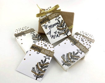 50pcs Christmas Gift Tags - Merry and Bright Holiday Gift Tags Gold Christmas Tree Blank Paper Trendy Gift Wrap Packaging Supplies