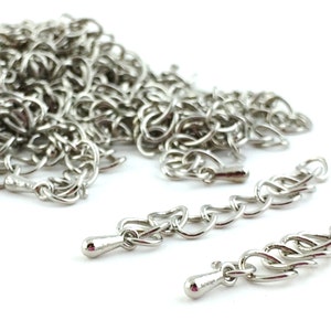 Antique Silver Chain Extenders: 2-inch, Nickel & Lead-Free, Bulk (25pcs)