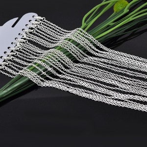 12pcs 24inch Silver Necklace Chains Silver Plated Chain Necklace 3mm x 2mm Lobster Clasp Jewelry Findings Wholesale Bulk Lot Chain image 1