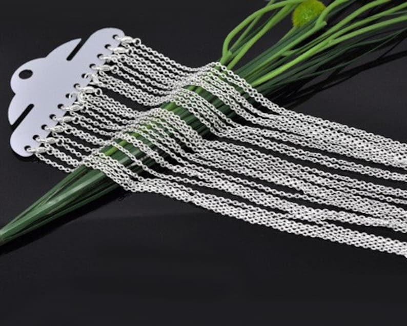 12pcs 24inch Silver Necklace Chains Silver Plated Chain Necklace 3mm x 2mm Lobster Clasp Jewelry Findings Wholesale Bulk Lot Chain zdjęcie 1