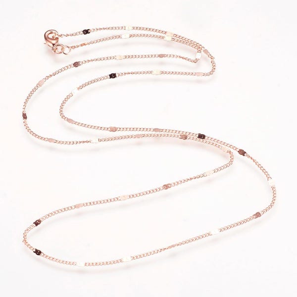 1pcs/5pcs 24 Inch Dainty Rose Gold Chain Necklace Long Rose Gold Necklace Chain Twisted Curb Chain Satellite Chain Lobster Clasp