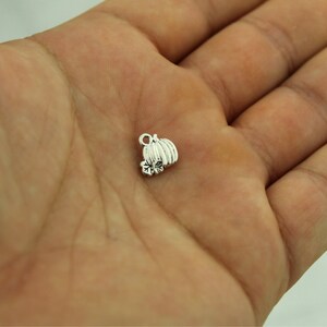 50 Antique Silver Pumpkin Charms: Halloween Fall Jewelry Pendants image 4