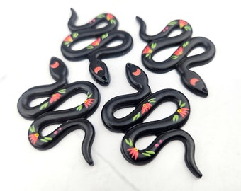 4pcs Red Rose Snake Pendant - Snake Charms - Mexican Charms - Witchy Charms