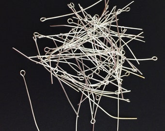 300 Silver Eye Pins - Wholesale Jewelry Findings - 2 inch Long Eyepins - Wholesale Eye Pins - Silver Jewelry Supply - Bulk Lot Supplies