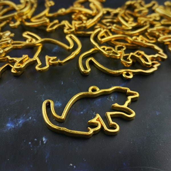 4pcs Gold Metal Cat Charms - Cat Pendant - Cat Lover Gift - Resin Craft Supply