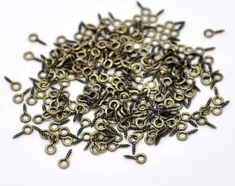 1000pcs Screw Eye Pin Bails: Silver, Bronze, Gold - 8mm x 4mm