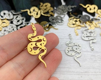 4pcs Metal Snake Pendant - Pegan Wicca Pendant - Wiccan Charms - Occult Pendant