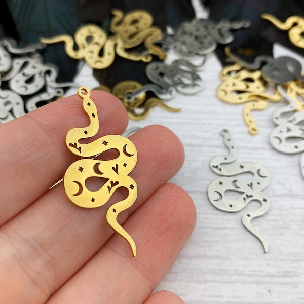 4pcs Metal Snake Pendant - Pegan Wicca Pendant - Wiccan Charms - Occult Pendant