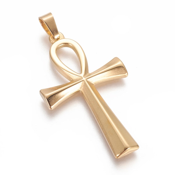 1pcs Gold Ankh Pendant - Ankh Cross - Antient Charms - Egyptian Charms - Ankh Charm - Hieroglyphic Charm