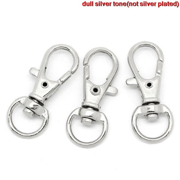 10pcs/50pcs Wholesale Silver Swivel Clip Lobster Claw Key Chain Supplies - Large DIY Purse Clip Findings - Key Ring Clasps