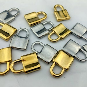 2pcs Gold Silver Lock Charm - Padlock Pendant - Charm Bracelet Charm