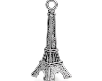 25pcs Large Wholesale Silver Eiffel Tower Charms 3D Pendant Paris Beads Antique Oxidized Nickel Free Silver DIY Jewelry Gift For Her