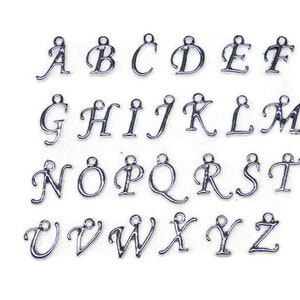 10pcs Silver Alphabet Charm Pendants – Initial Letter Beads