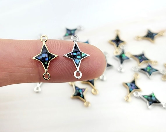 1pcs Gold Star Connectors - Freshwater Shell - Connecting Links - Abalone Shell Connector
